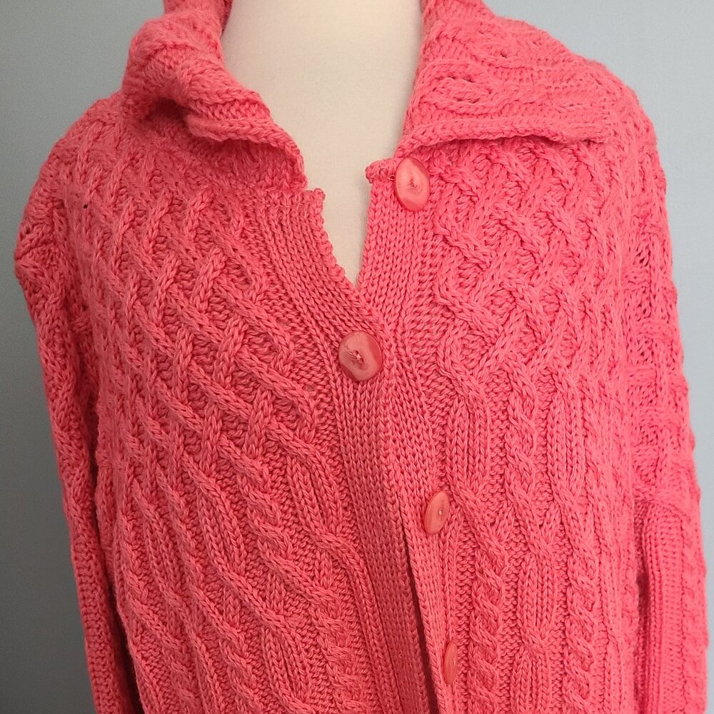 Aran Crafts Merino Wool Coral Stylish Cardigan Never Worn Ireland Sz L